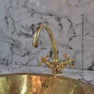 Brass Bathroom Faucet with Cross Handles