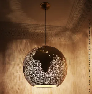 Lighting Brass ceiling lamp world maps style