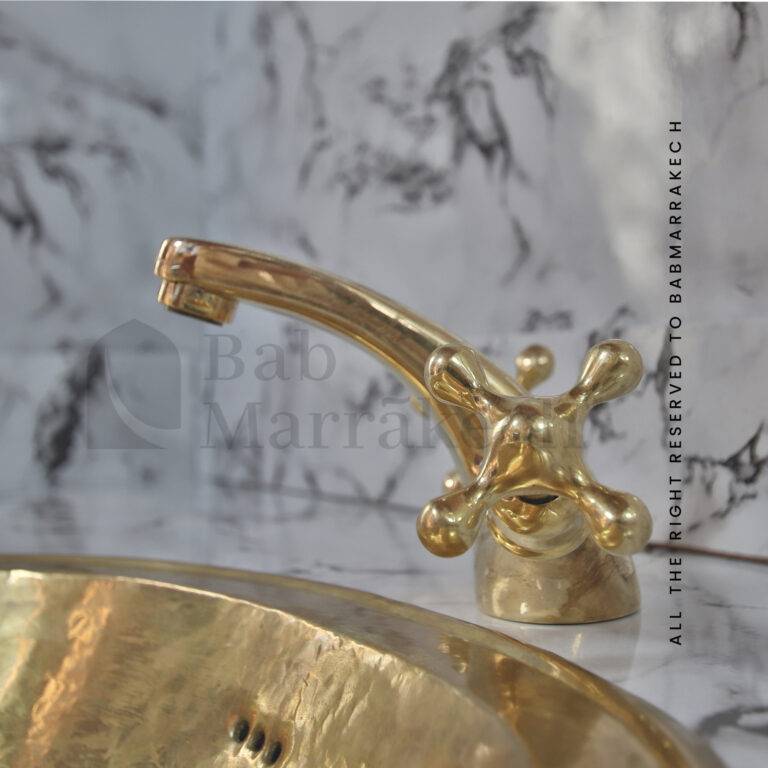 Cross Handle Engraved Brass Faucet