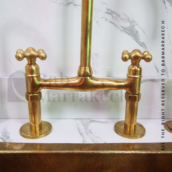 Unlacquered Brass Bridge Kitchen Faucet - Image 7