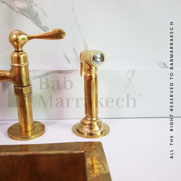 Unlacquered Brass Bridge Kitchen Faucet - Image 3