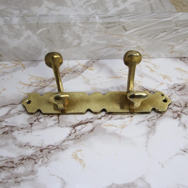 Handmade Brass Double Wall Hook | Coat & Towel Hanger | Rustic Brass Hook | Entryway Organizer - Image 4