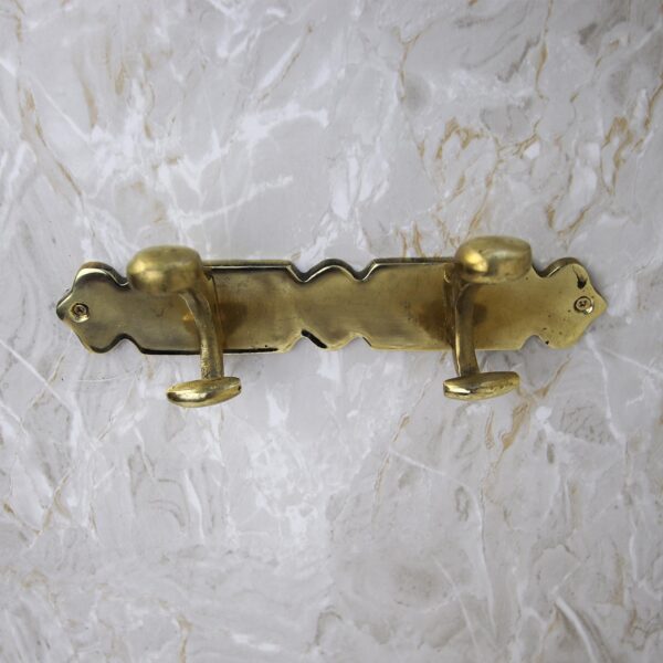Handmade Brass Double Wall Hook | Coat & Towel Hanger | Rustic Brass Hook | Entryway Organizer - Image 3