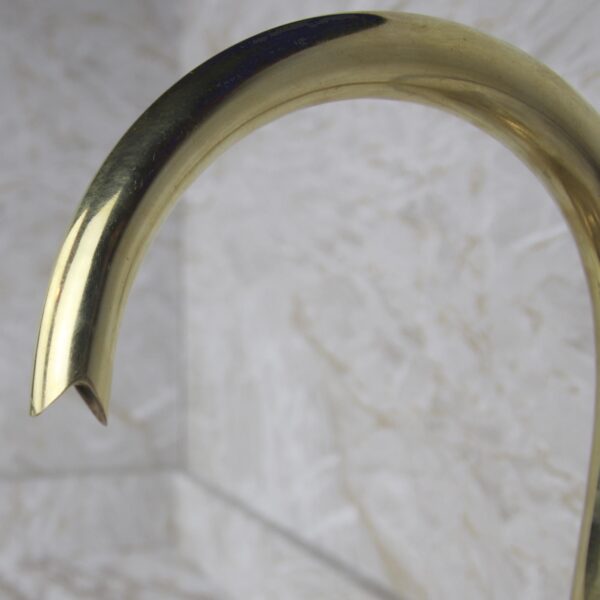 Unlacquered Brass Gooseneck Faucet Solid Brass Vintage Style Kitchen & Bathroom Tap Rustic Sink Mixer - Image 6