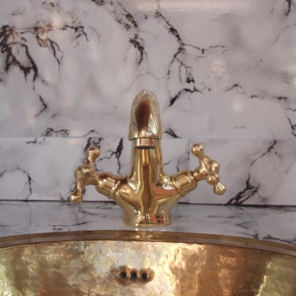 Bathroom Faucet Vintage Brass Single Hole Vanity Tap Unlacquered Solid Brass Antique Style - Image 7
