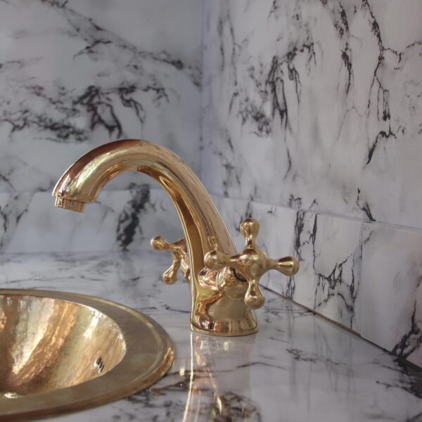 Bathroom Faucet Vintage Brass Single Hole Vanity Tap Unlacquered Solid Brass Antique Style - Image 5