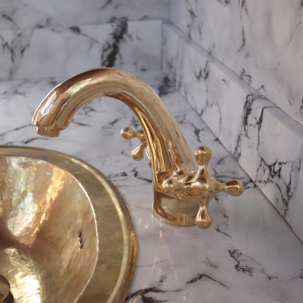 Bathroom Faucet Vintage Brass Single Hole Vanity Tap Unlacquered Solid Brass Antique Style - Image 2