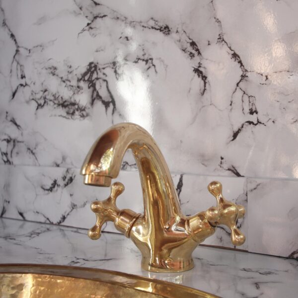 Bathroom Faucet Vintage Brass Single Hole Vanity Tap Unlacquered Solid Brass Antique Style - Image 4