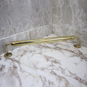16 Inch Vintage Style Brass Towel Bar | Handcrafted Bathroom Fixture | Wall Mounted Towel Rack
