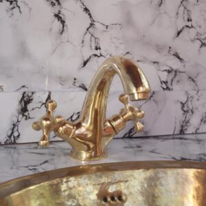 Bathroom Faucet Vintage Brass Single Hole Vanity Tap Unlacquered Solid Brass Antique Style