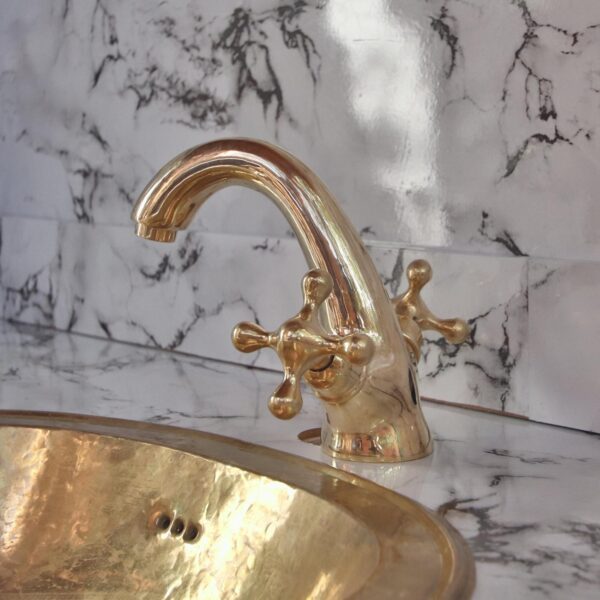 Bathroom Faucet Vintage Brass Single Hole Vanity Tap Unlacquered Solid Brass Antique Style - Image 6