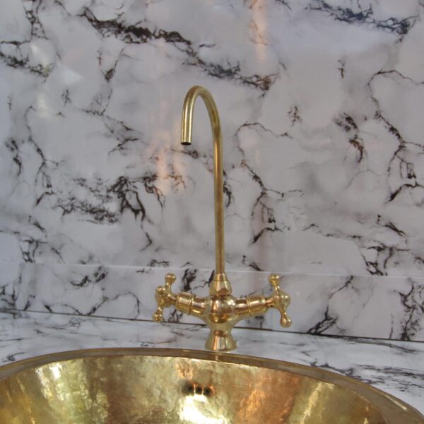 Handmade Unlacquered Brass Bathroom Faucet – Vintage Style Solid Brass Sink Tap for Rustic or Farmhouse Vanity - Image 4