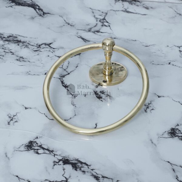 6" Unlacquered Brass Towel Ring – Minimalist Moroccan Round Wall Hanger for Bathroom or Kitchen - Image 3