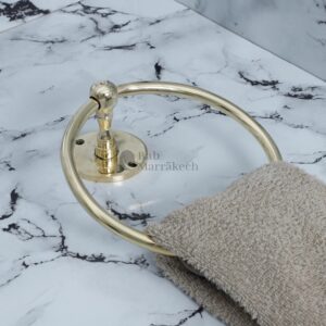 6" Unlacquered Brass Towel Ring – Minimalist Moroccan Round Wall Hanger for Bathroom or Kitchen
