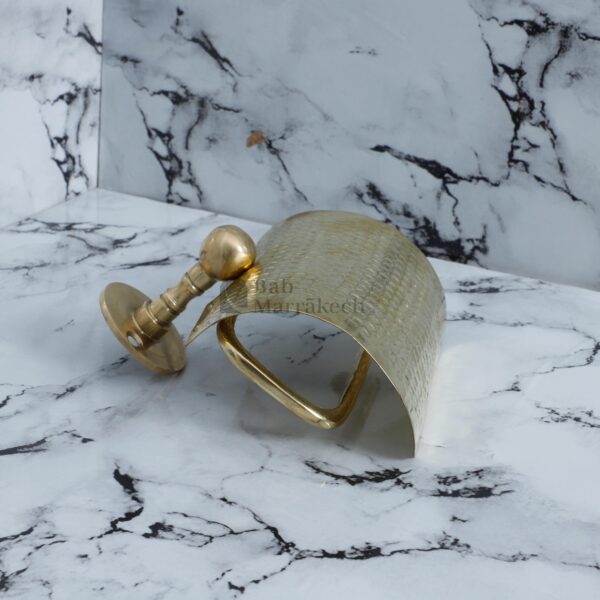 Brass Toilet Paper Holder Hammered Finish with Wavy Wall Mount – Rustic Unlacquered Bathroom Accessory - Image 5