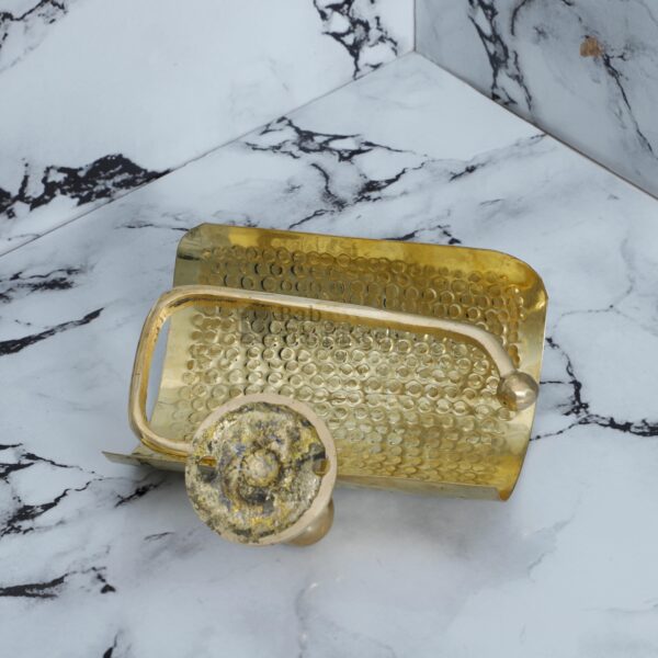 Brass Toilet Paper Holder Hammered Finish with Wavy Wall Mount – Rustic Unlacquered Bathroom Accessory - Image 6