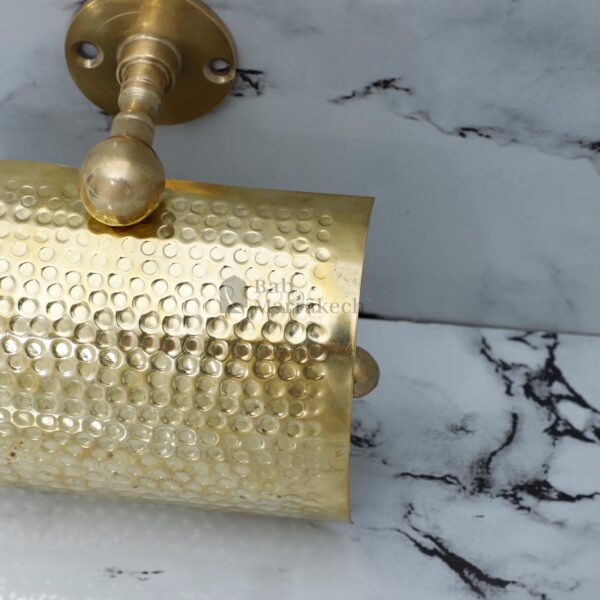 Brass Toilet Paper Holder Hammered Finish with Wavy Wall Mount – Rustic Unlacquered Bathroom Accessory - Image 4