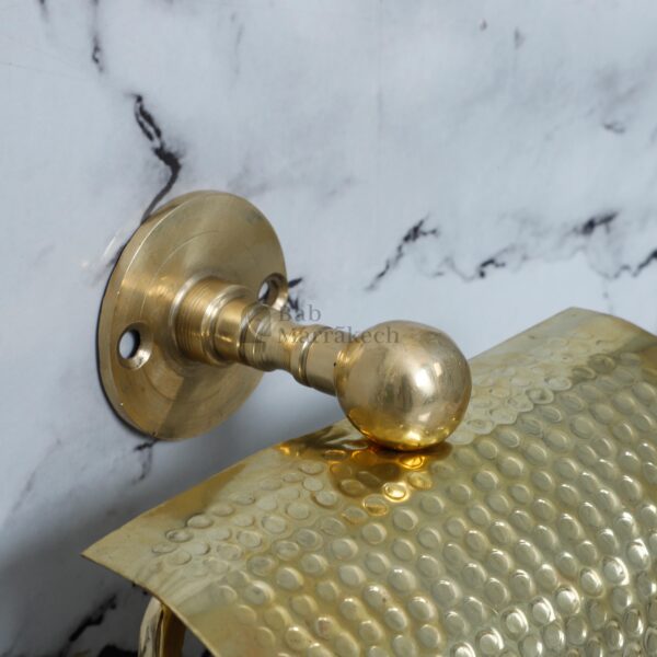 Brass Toilet Paper Holder Hammered Finish with Wavy Wall Mount – Rustic Unlacquered Bathroom Accessory - Image 7