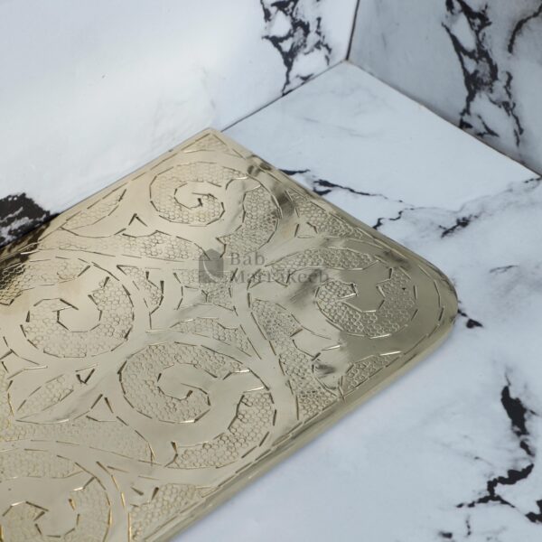 Brass Shelf, Hand-Engraved Unlacquered Brass Shelf – Wall-Mounted Decorative Storage - Image 4
