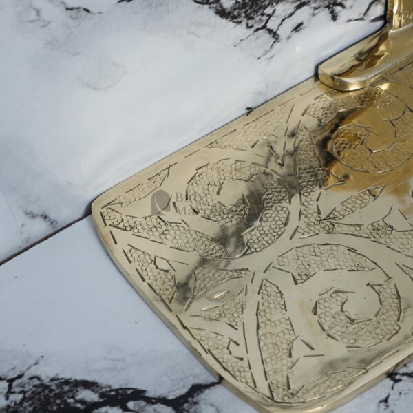 Brass Shelf, Hand-Engraved Unlacquered Brass Shelf – Wall-Mounted Decorative Storage - Image 3