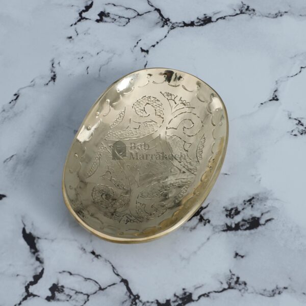 Brass Soap Dish Handmade Moroccan Engraved Oval Tray Unlacquered Solid Brass Vanity & Bathroom Decor - Image 5