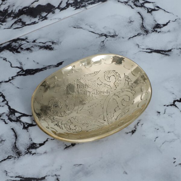 Brass Soap Dish Handmade Moroccan Engraved Oval Tray Unlacquered Solid Brass Vanity & Bathroom Decor - Image 4