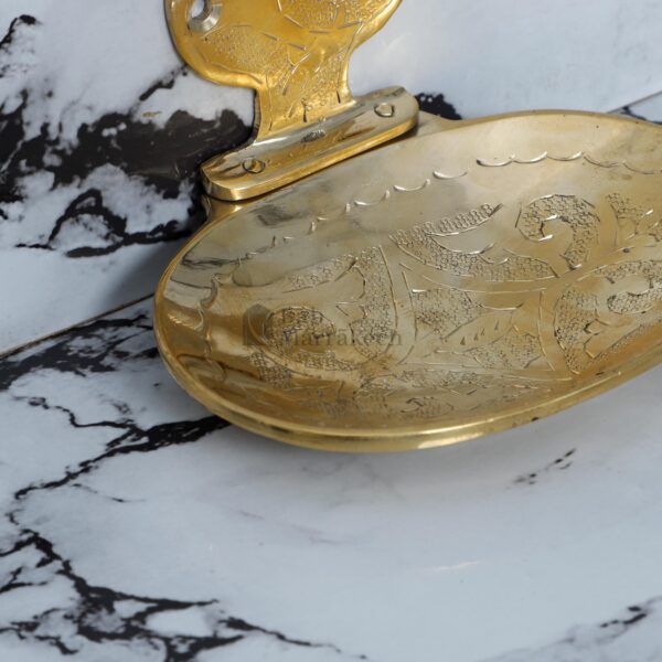 Wall Mounted Moroccan Brass Soap Dish – Hand Engraved Oval Holder – Vintage Bathroom Decor - Image 3