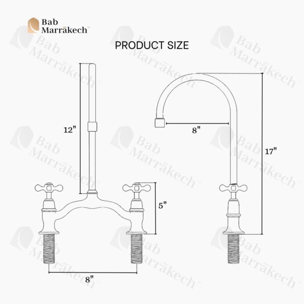 Unlacquered Brass Kitchen Faucet – Bridge Design Victorian Style with Side Sprayer – Solid Brass Fixture - Image 2