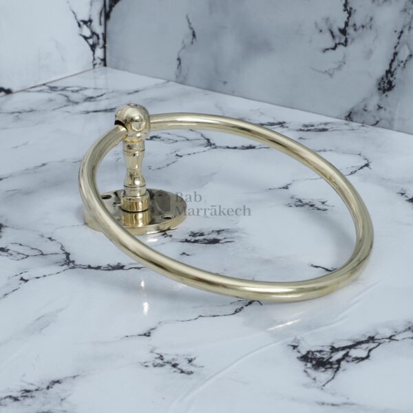 6" Unlacquered Brass Towel Ring – Minimalist Moroccan Round Wall Hanger for Bathroom or Kitchen - Image 6
