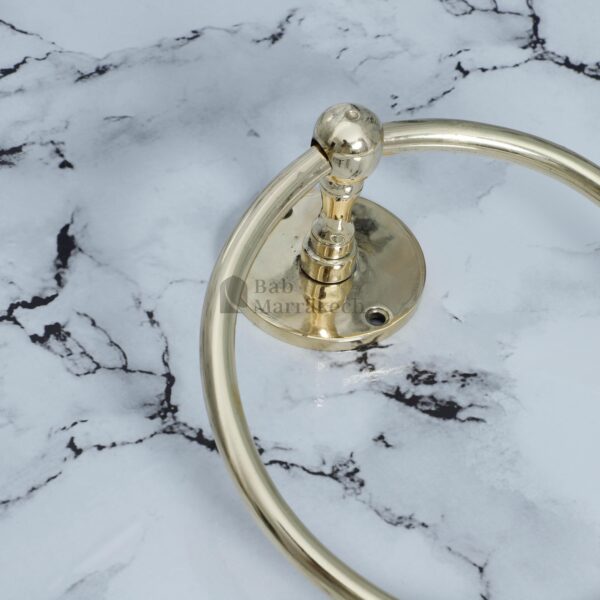 6" Unlacquered Brass Towel Ring – Minimalist Moroccan Round Wall Hanger for Bathroom or Kitchen - Image 5