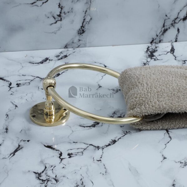 6" Unlacquered Brass Towel Ring – Minimalist Moroccan Round Wall Hanger for Bathroom or Kitchen - Image 2