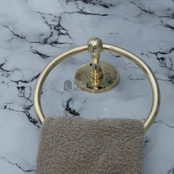 6" Unlacquered Brass Towel Ring – Minimalist Moroccan Round Wall Hanger for Bathroom or Kitchen - Image 4