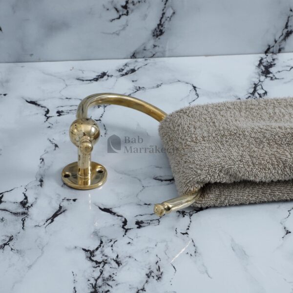 Wavy Brass Toilet Paper Holder - Handmade Modern Bathroom Decor - Brass Toilet Paper Holder with Wavy Wall Mount - Image 2