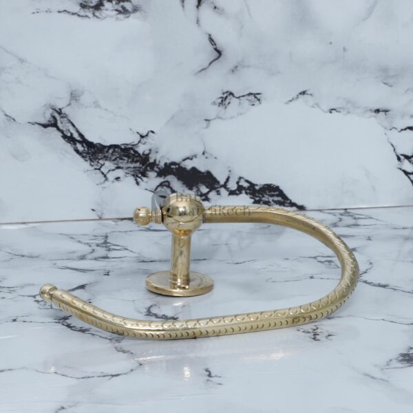 Brass towel holder Handmade Moroccan bathroom decor Engraved brass toilet paper holder Wavy wall mount - Image 2