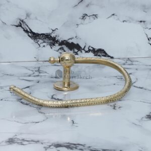 Brass towel holder Handmade Moroccan bathroom decor Engraved brass toilet paper holder Wavy wall mount
