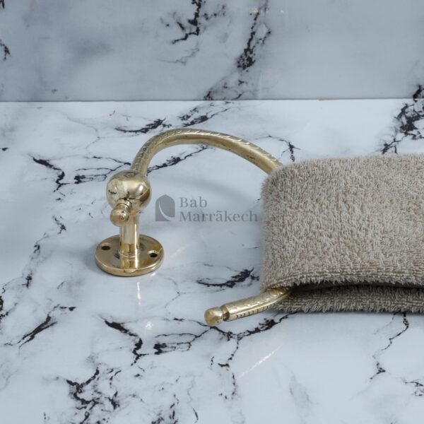 Brass towel holder Handmade Moroccan bathroom decor Engraved brass toilet paper holder Wavy wall mount - Image 3