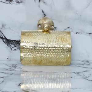 Brass Toilet Paper Holder Hammered Finish with Wavy Wall Mount – Rustic Unlacquered Bathroom Accessory