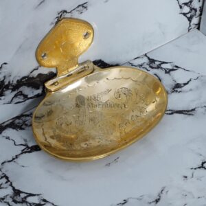 Wall Mounted Moroccan Brass Soap Dish – Hand Engraved Oval Holder – Vintage Bathroom Decor
