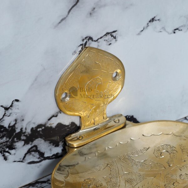 Wall Mounted Moroccan Brass Soap Dish – Hand Engraved Oval Holder – Vintage Bathroom Decor - Image 2