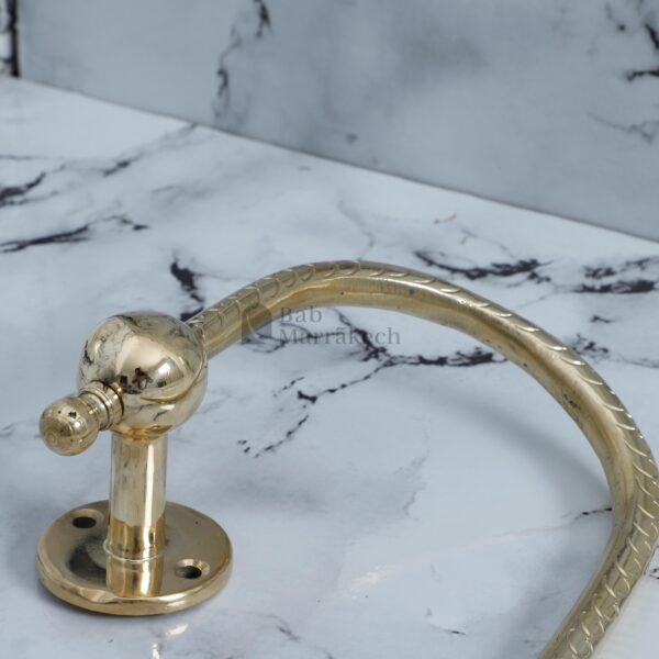 Brass towel holder Handmade Moroccan bathroom decor Engraved brass toilet paper holder Wavy wall mount - Image 6