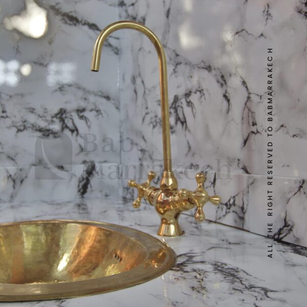 Handmade Unlacquered Brass Bathroom Faucet – Vintage Style Solid Brass Sink Tap for Rustic or Farmhouse Vanity - Image 6