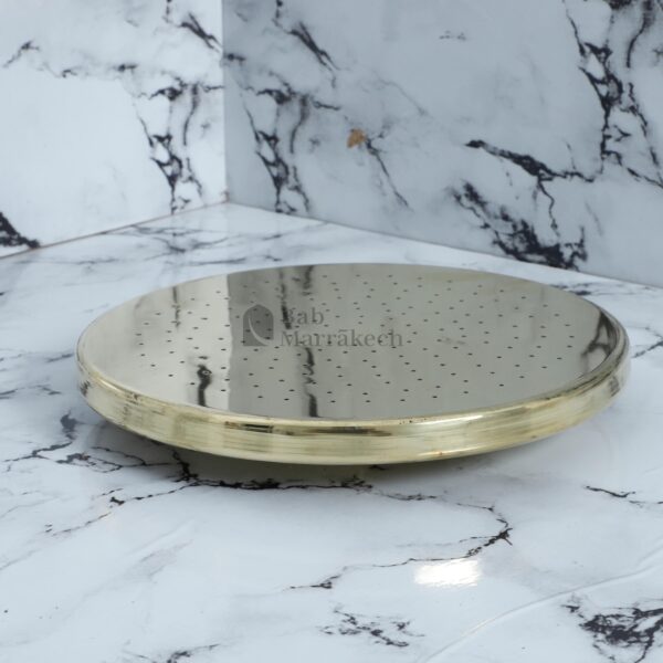 Brass Shower Head – Flat Rainfall Shower Fixture – Handmade Solid Brass Bathroom Upgrade – Moroccan Outdoor & Indoor Shower - Image 4