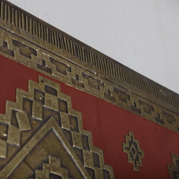 Large Brass Wall Art 90x125 cm – Handmade Moroccan Metal Panel with Embossed Design – Oxidized Patina Wood Sculpture - Image 9