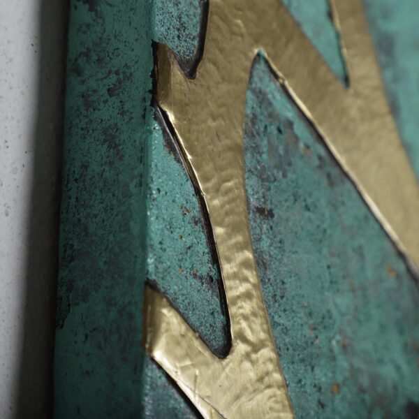Oxidized Brass Tree Wall Art – Handmade Moroccan Metal Panel on Patina Wood – Nature-Inspired Embossed Home Decor - Image 6
