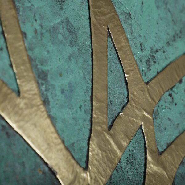 Oxidized Brass Tree Wall Art – Handmade Moroccan Metal Panel on Patina Wood – Nature-Inspired Embossed Home Decor - Image 4