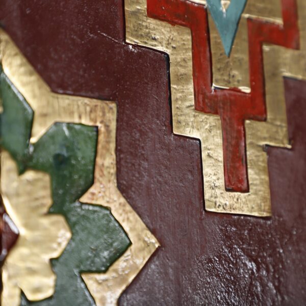 Moroccan Brass Amazigh Wall Art – Handmade Colorful Metal Panel with Geometric Berber Patterns – 50x77.5 cm - Image 10